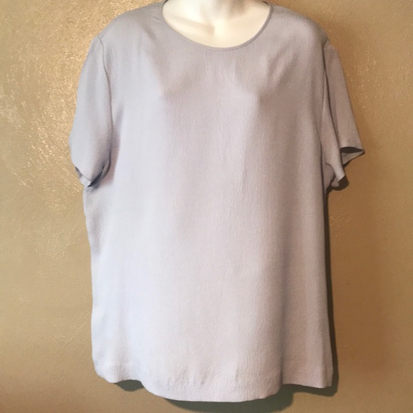 Talbots Tops - Talbots size 18 Pure Silk light blue top side slit